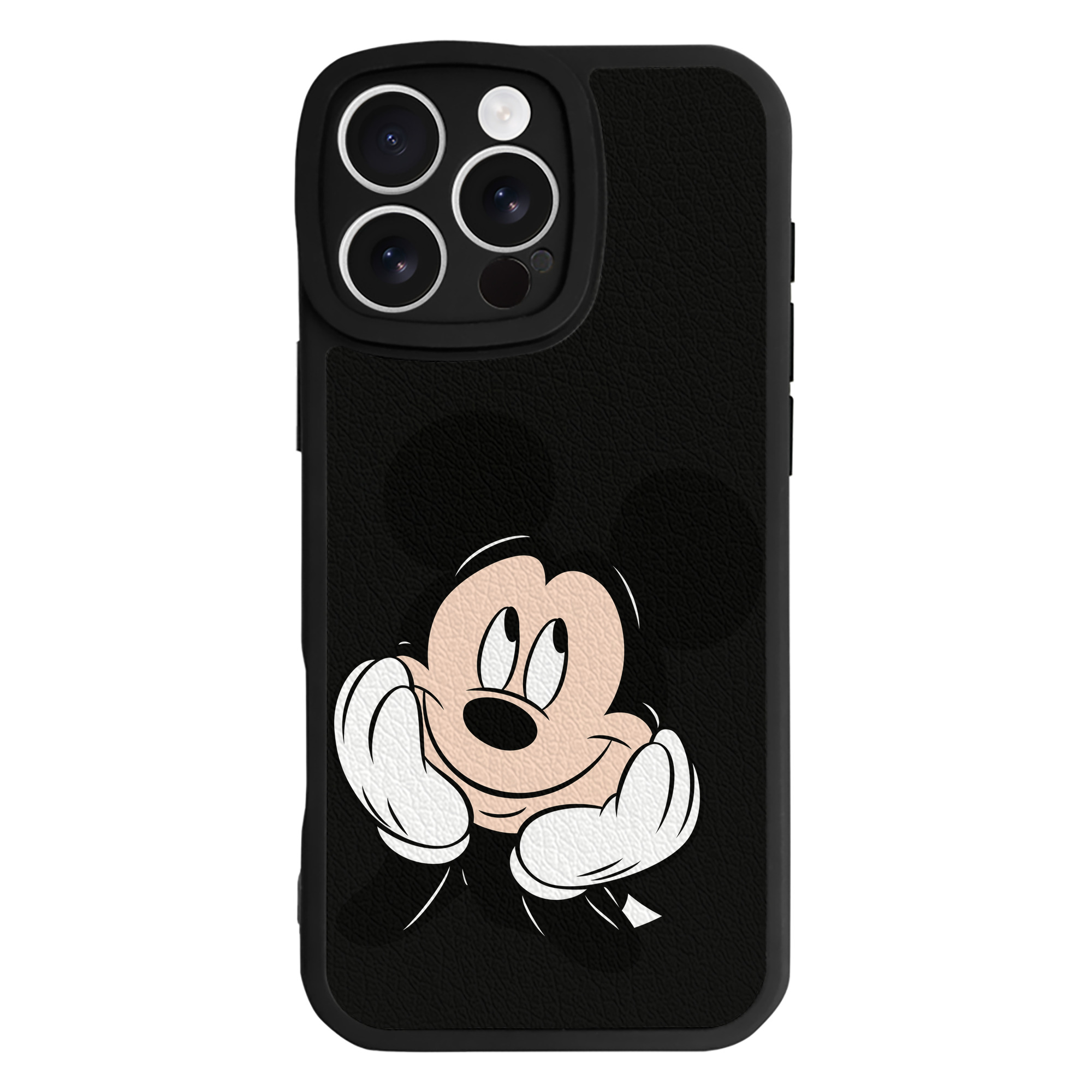 （画像用） ミッキーマウス Mickey Mouse 【iPhone 16シリーズ対応】シリコンスマホケース（レザー調） 材質：シリコン